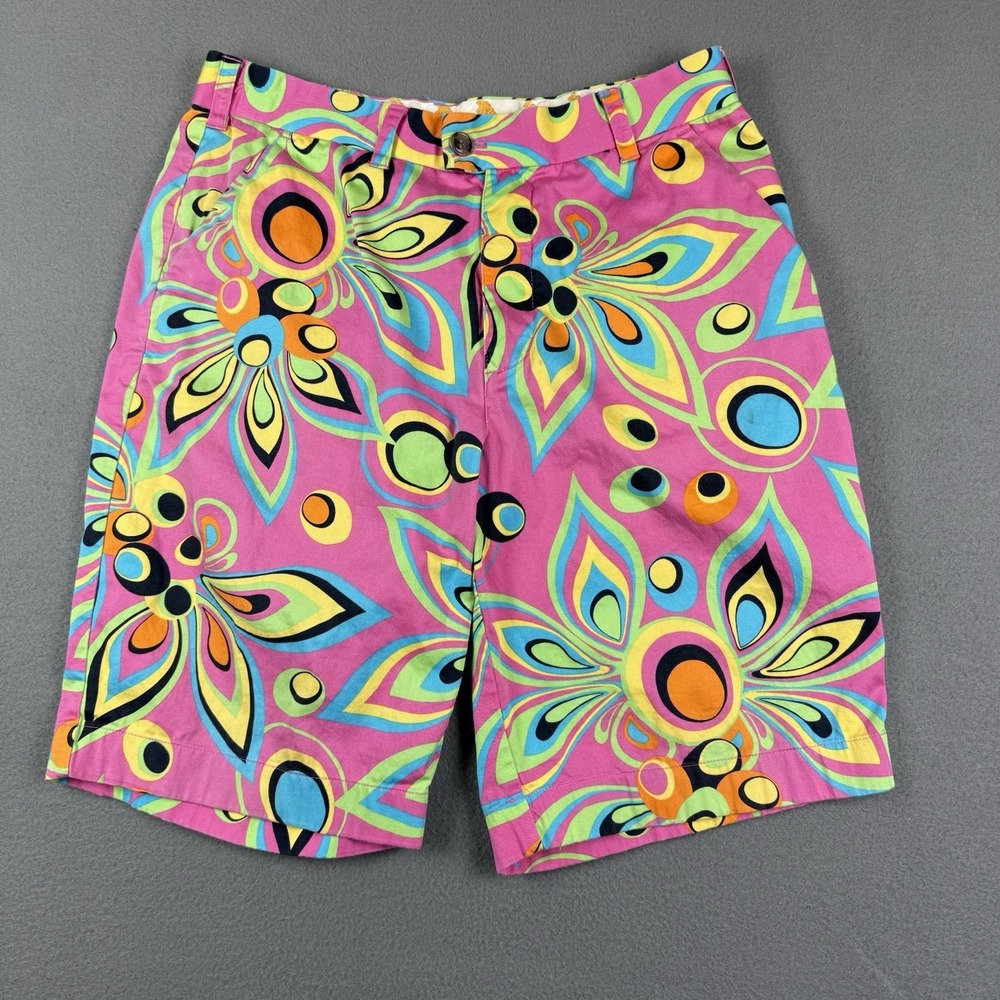 Loudmouth Golf Shorts Mens 34 (Fits 33) ‎ Pink Abstract Preppy Designer Active